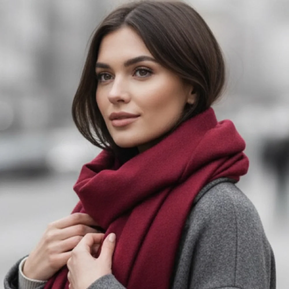 NWT Chyangra Pashmina 100% Pure 4-Ply Cashmere Scarf Handmade Nepal COA-WINE RED